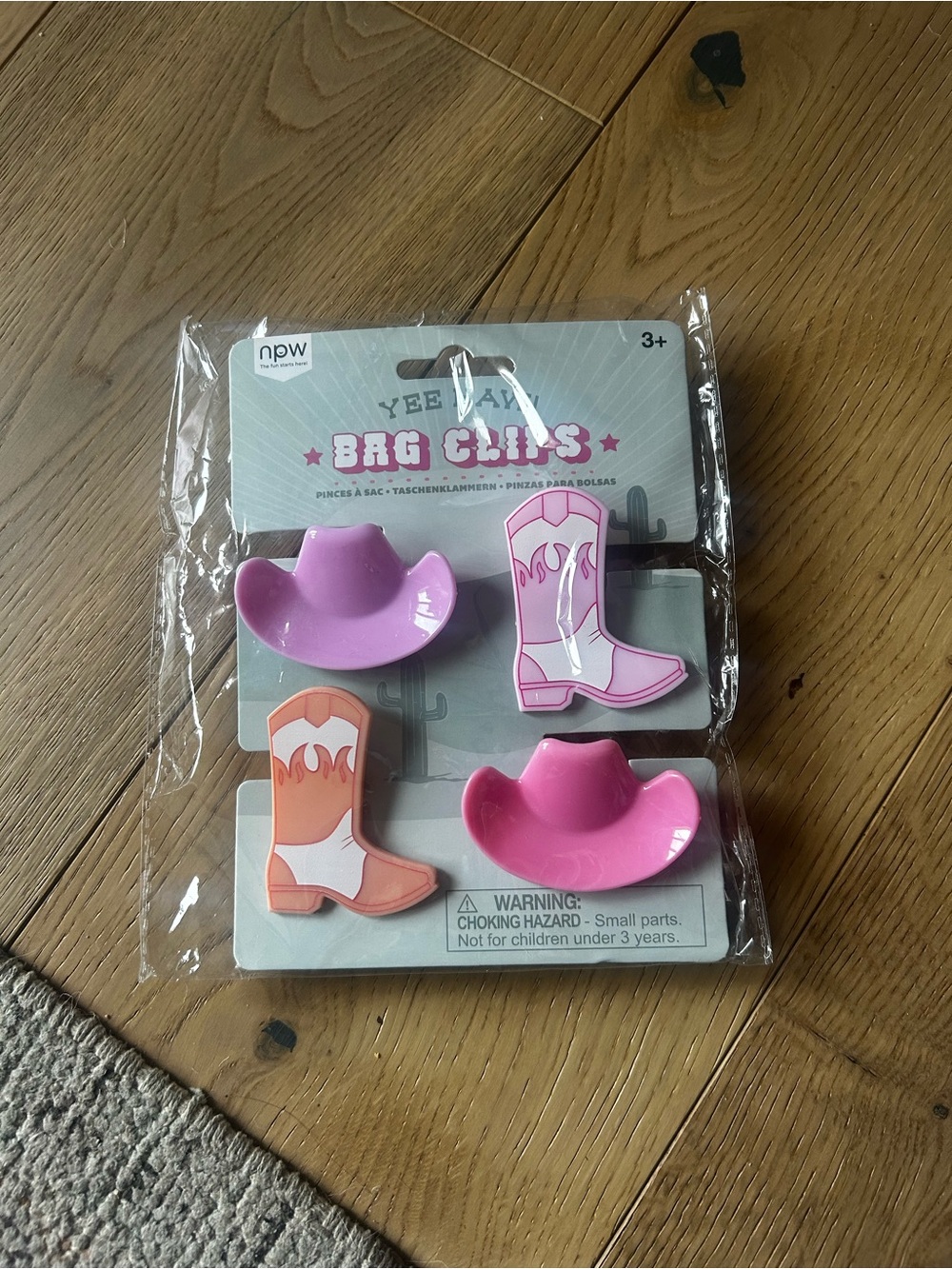 npw Pink Cowboy Hat & Boot Bag Clips - Set of 4